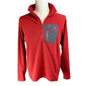 EDDIE BAUER Red First Ascent 1/4 Zip‎ Fleece Shirt Jacket Pullover Sz L Hiking